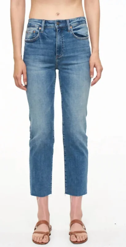 Monroe High Rise Cigarette Crop Jeans In Waikiki Fashionable Relaxed Fit Denim