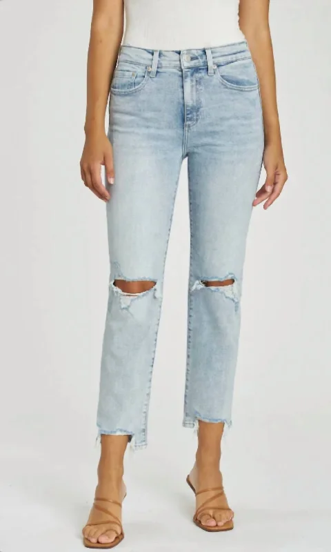 Monroe High Rise Slim Cigarette Jeans In Dune Distressed Comfortable Stretch Denim Jeans Monroe High Rise Slim Cigarette Jeans In Dune Distressed Comfortable Stretch Denim Jeans