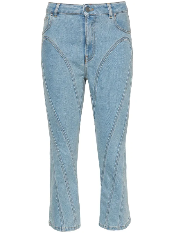 Mugler Pre Women's Jeans blue Chic Rolled Cuff Denim Jeans