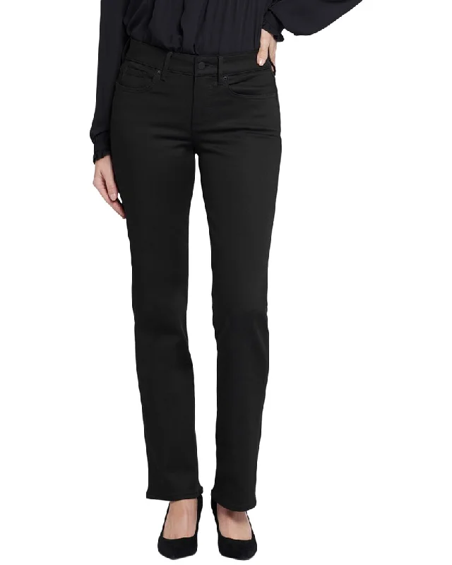 NYDJ Marilyn Black Rinse Straight Jean Fashionable Cropped Denim Jeans