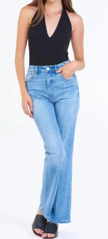 Paris Bootcut Jean In Costa Blue Trendy Pleated Waist Jeans