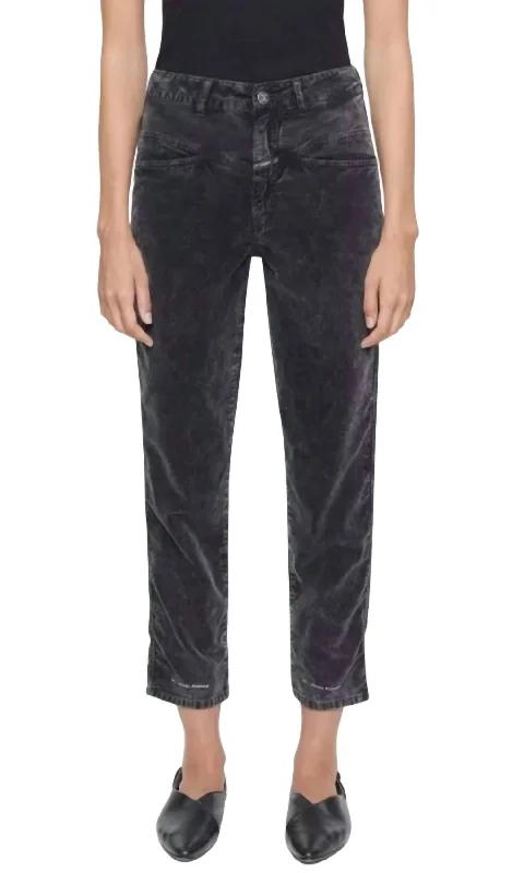 Pedal Pusher Velvet Jean In Washed Black Cozy Relaxed Fit Jeans