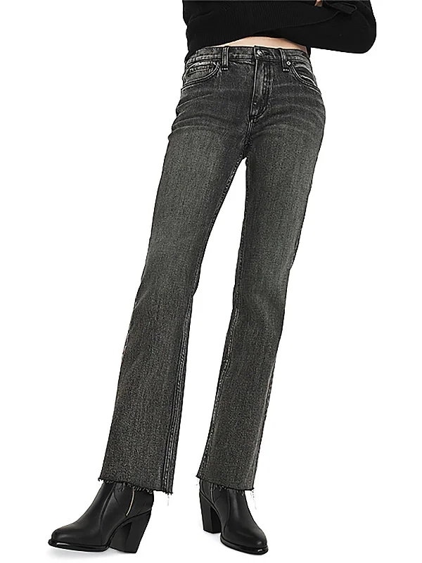 Peyton Womens Mid Rise Raw Hem Bootcut Jeans Comfortable Low-Rise Jeans