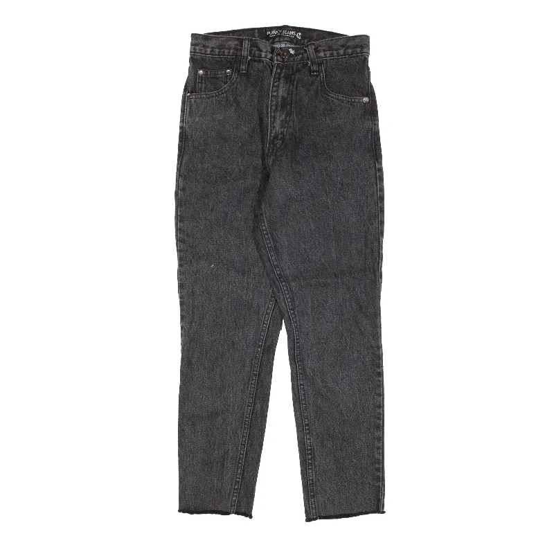PUNNY Jeans Black Denim Regular Tapered Womens W26 L24 Classic Black Denim Jeans