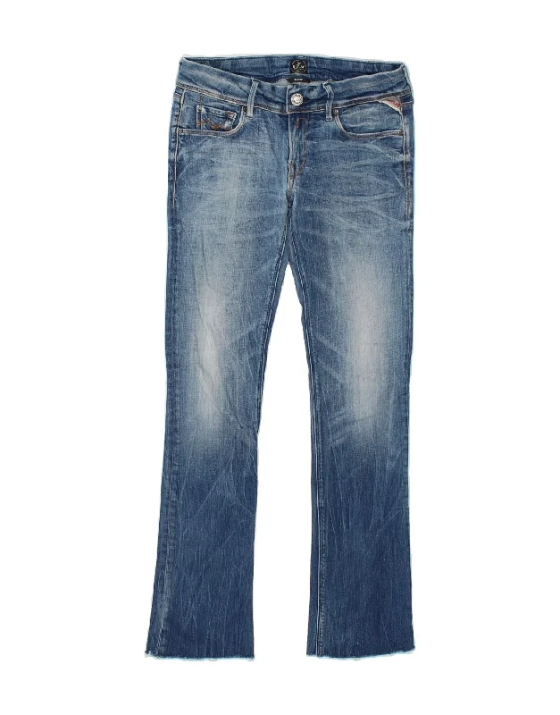 REPLAY Womens Bootcut Jeans W26 L32 Blue Cotton Trendy Low-Rise Slim Jeans