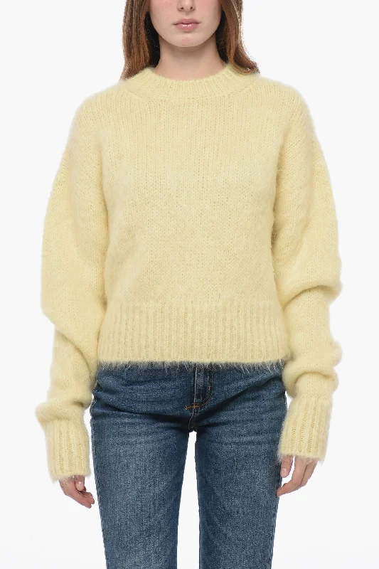 Sa Su Phi Dropped Shoulder Sweater with Fuzzy Effect Striped Floral Plaid