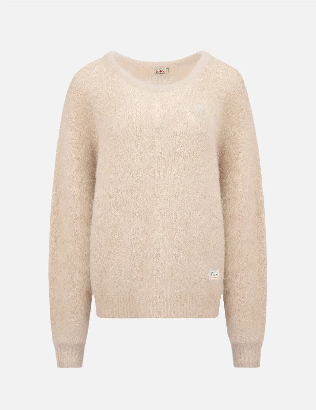Seagull Badge Alpaca Sweater Chenille Blend Fleece Blend Nylon Blend