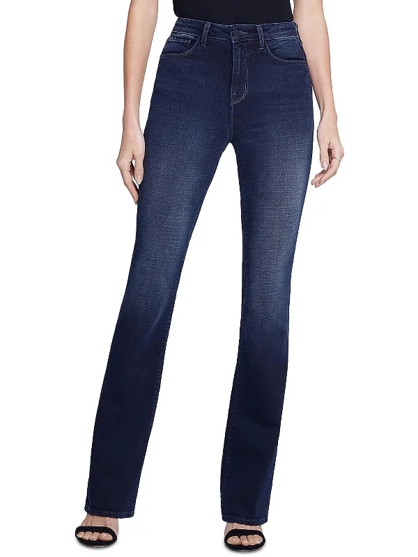 Selma Womens High Rise Dark Wash Bootcut Jeans Classic Blue Denim Jeans