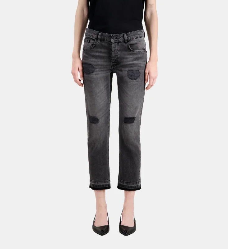 Straight Jeans Fashionable Raw Hemmed Jeans