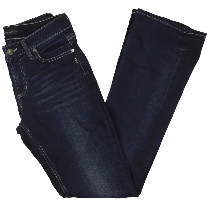 Suki Womens Mid-Rise Curvy Fit Bootcut Jeans Trendy Skinny High-Waist Jeans