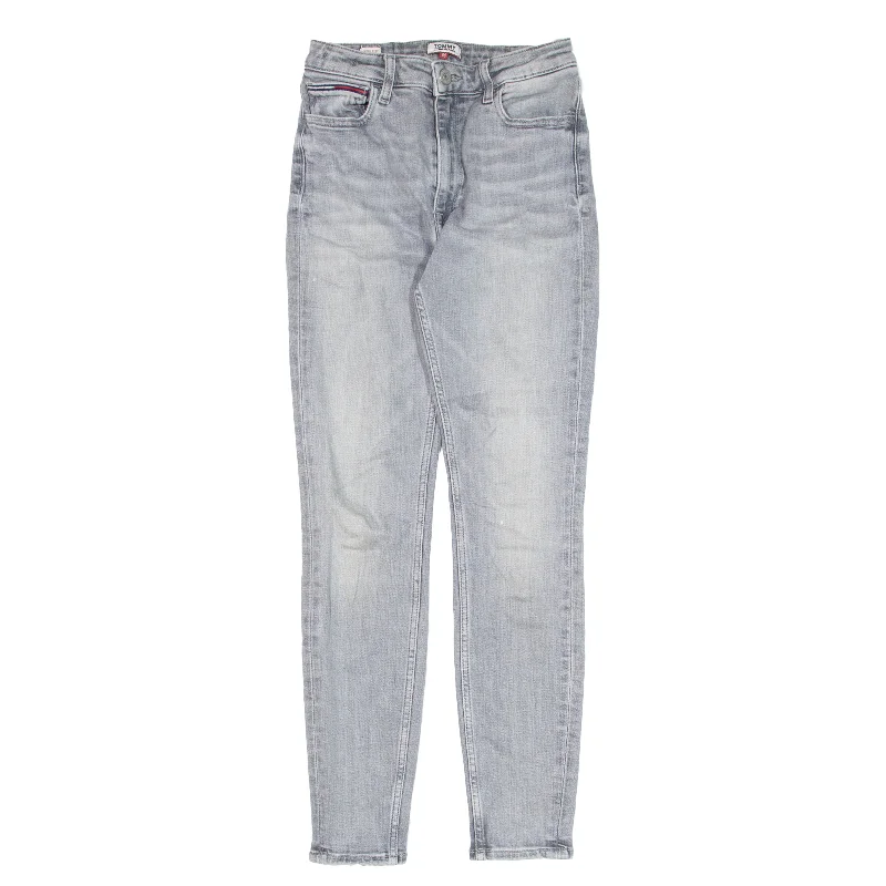 TOMMY HILFIGER Santana Jeans Grey Denim Slim Skinny Womens W24 L27 Trendy Low-Rise Bootcut Jeans