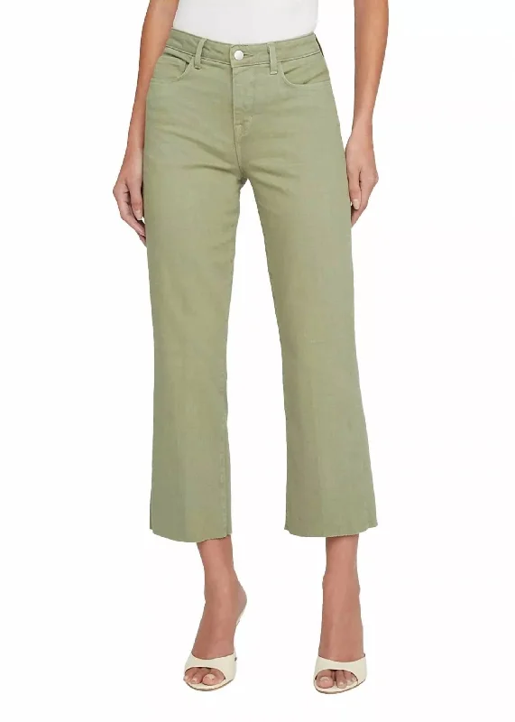 Wanda High Rise Crop Wide Leg Jean In Soft Army Trendy Low-Rise Bootcut Jeans