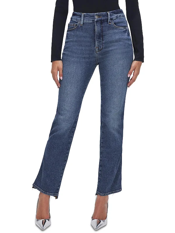 Womens Ankle Denim Straight Leg Jeans Elegant Wide-Leg Jeans