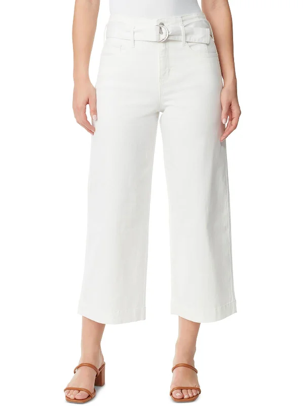 Womens Denim Belted Wide Leg Jeans Casual Light Wash Jeans