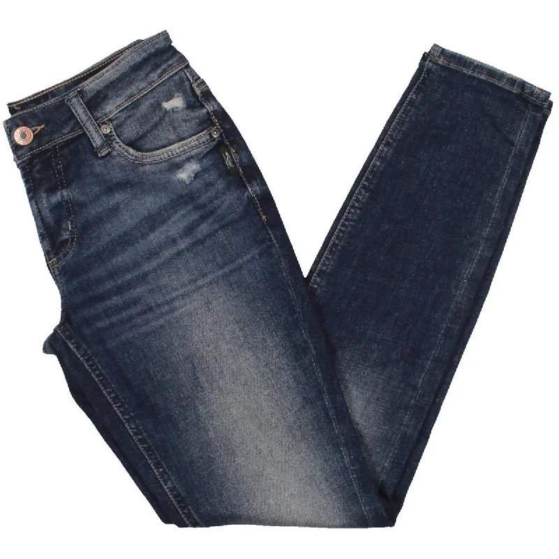 Womens Denim Distressed Skinny Jeans Comfortable Distressed Straight-Leg Jeans