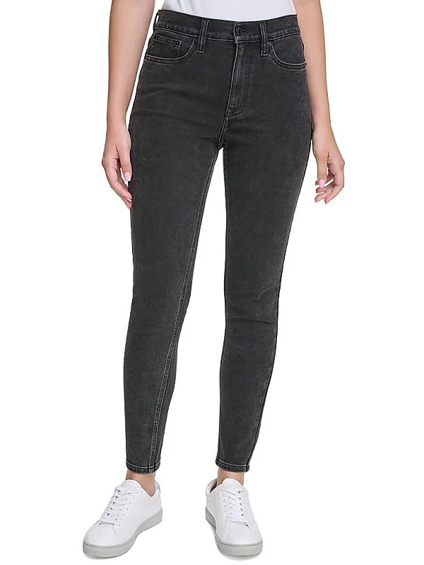 Womens High Rise Denim Skinny Jeans Fashionable Straight Cut Jeans
