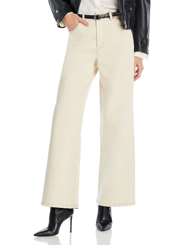 Womens High Rise Distressed Wide Leg Jeans Comfortable Faded High-Rise Jeans