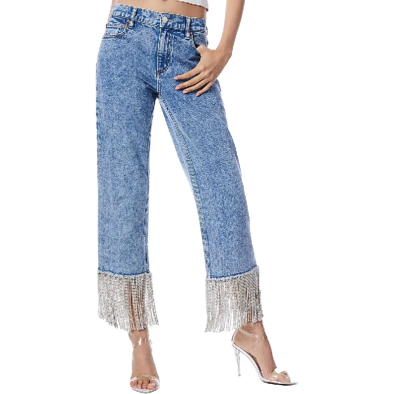 Womens High Rise Light Wash Straight Leg Jeans Comfortable Stretch Denim Jeans