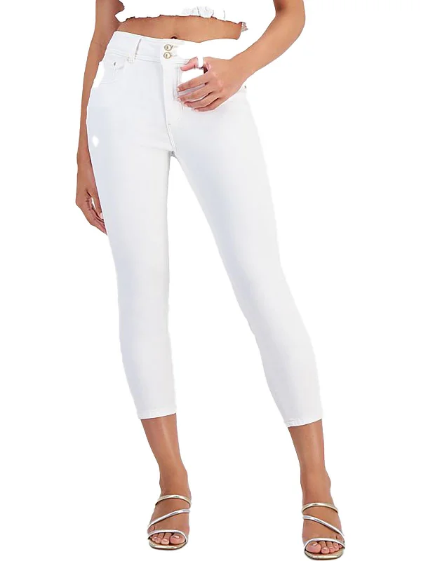 Womens High Rise Shape Up Skinny Jeans Chic Rip-Detail High-Waist Jeans