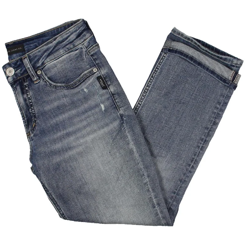 Womens Mid Rise Curvy Fit Capri Jeans Elegant Skinny Leg Jeans
