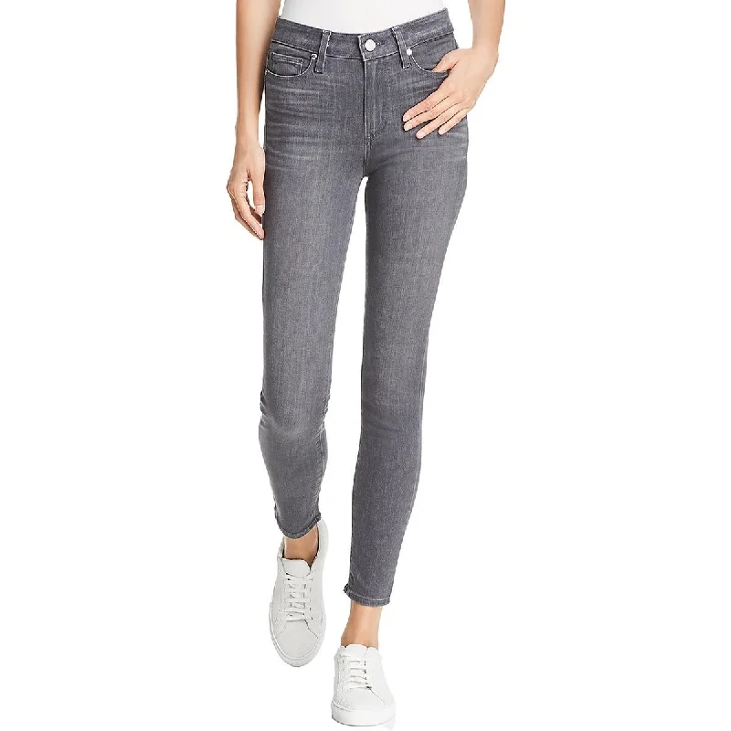 Womens Mid Rise Faded Ankle Jeans Classic Slim Fit Jeans