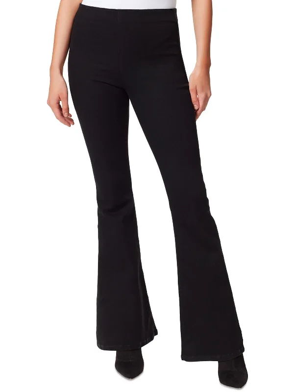 Womens Mid Rise Soft Sculpt Flared Jeans Chic Double Waistband Jeans