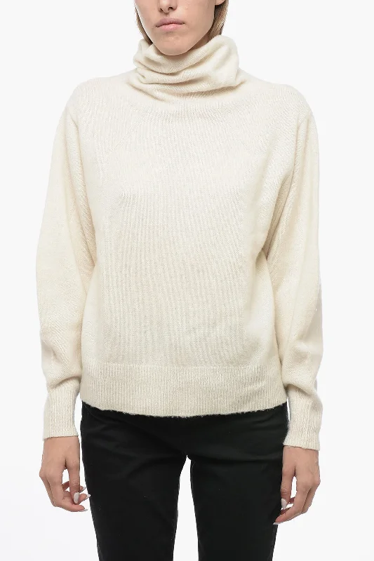 Zimmermann Wool and Cashmere Turtleneck Sweater Hooded Caped Shawl Collar