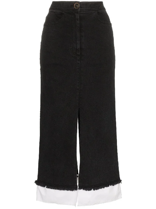 high-waisted denim midi skirt chiffon skirt airy