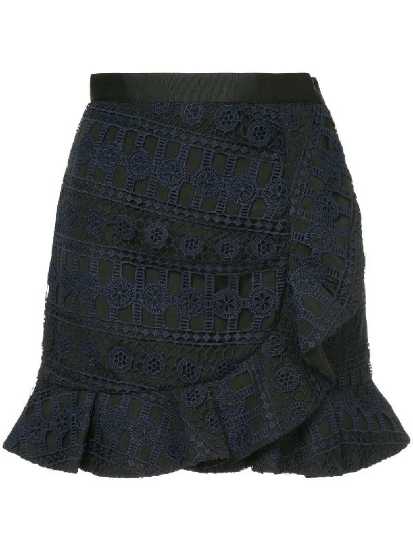 asymmetric lace skirt wool skirt thick