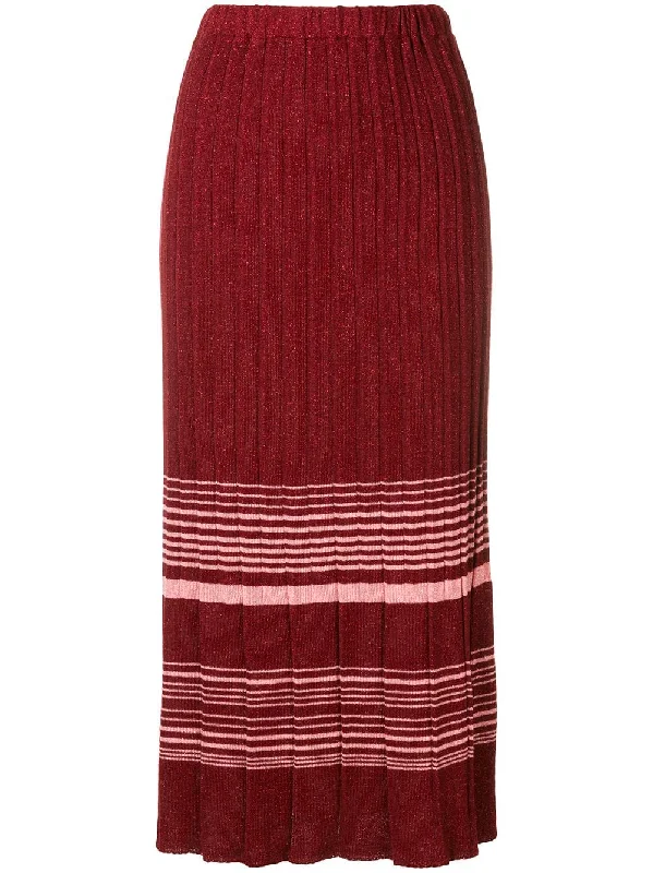 pleated knitted skirt leather skirt modern