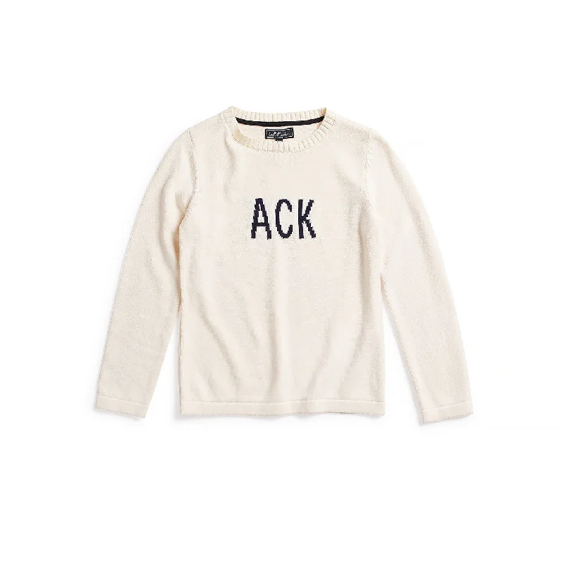 Latitude Clothing ACK Sweater - Cream/Navy Handmade Hand-knitted Hand-woven