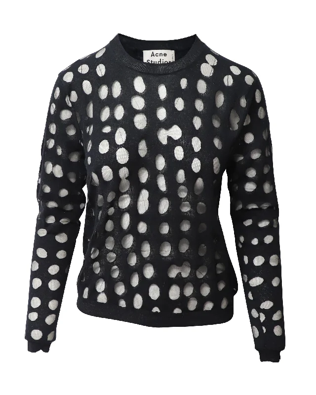Acne Studios Ninah Dots Jumper in Black Cotton Blend Iron Safe Non-Iron Wrinkle Free
