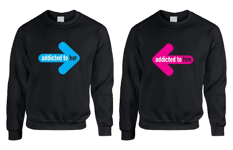 Addicted to her Addicted to him Valentine day Sweaters Couple Welt Pockets Slit Pockets Flap Pockets Addicted to her Addicted to him Valentine day Sweaters Couple Welt Pockets Slit Pockets Flap Pockets