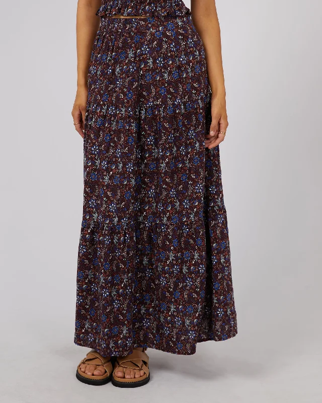 All About Eve Millie Floral Maxi Skirt Multi leather skirt bold