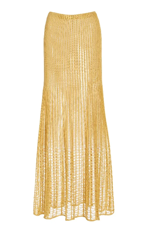 Althea Knit Maxi Skirt in Gold Shappe Silk corduroy skirt durable