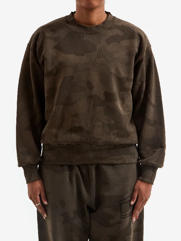 Aries Aged Camo Sweater - Dark Olive Transparent Opaque Sheer