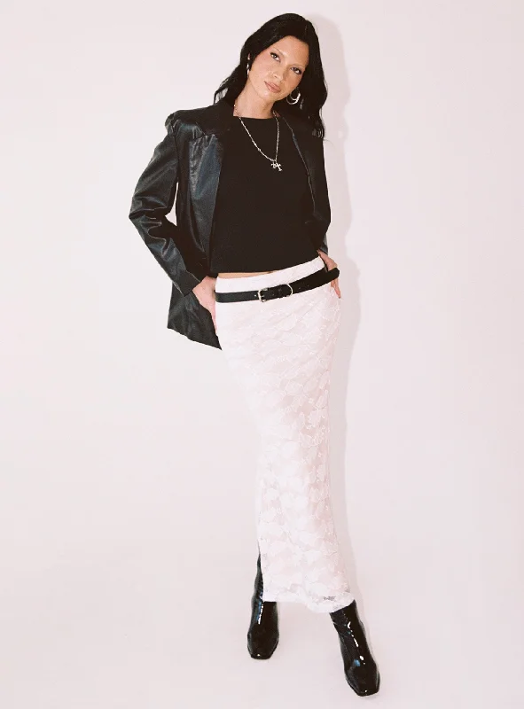 Azra Maxi Skirt White leather skirt sleek