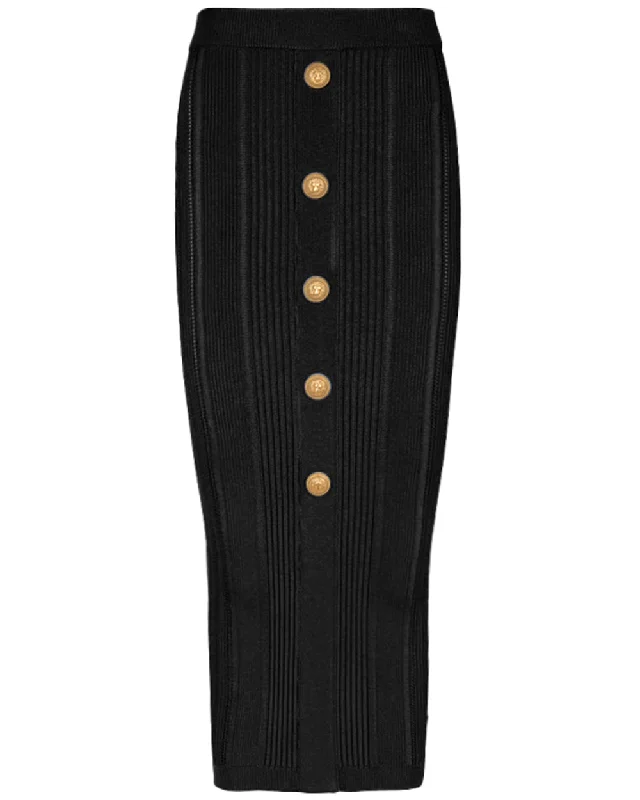 Noir Knit Midi Skirt cashmere skirt rich