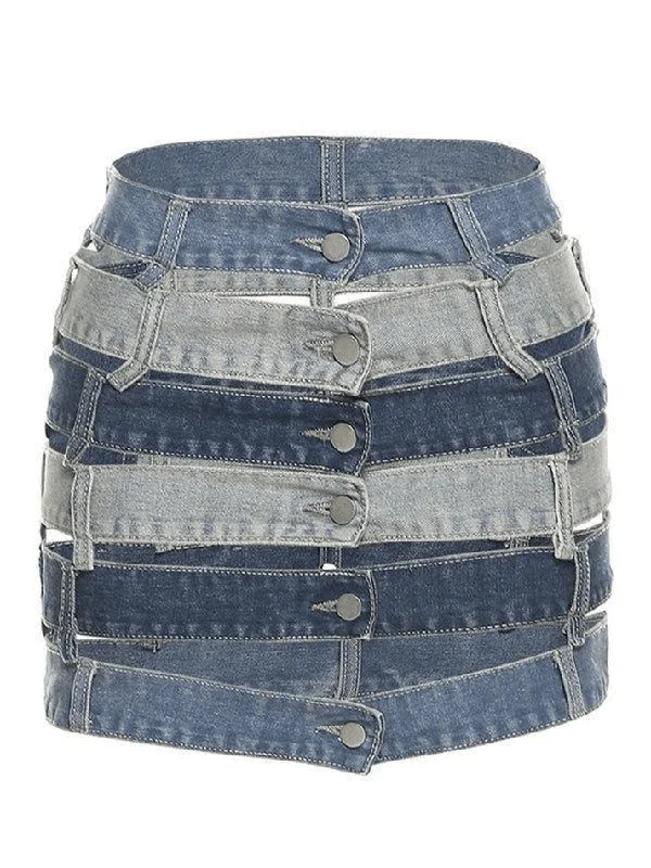 Bandage Cutout Denim Mini Skirt low waist skirt