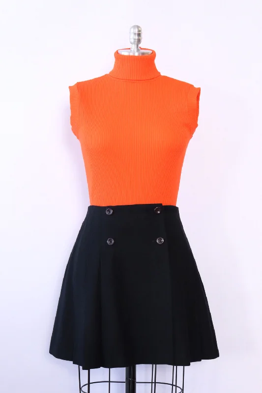 Black Buttoned Mini Skirt S chiffon skirt airy