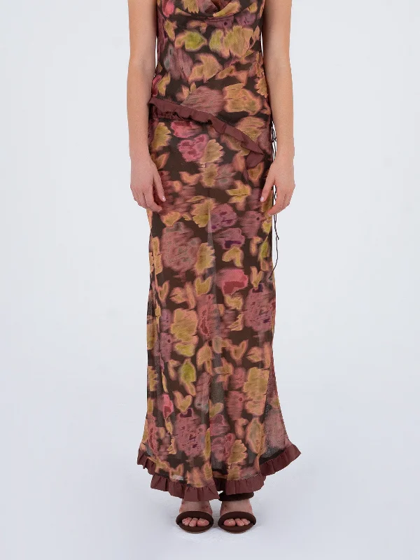 Brown ice skirt linen skirt airy