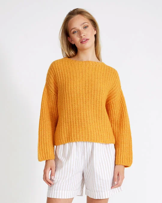 Holebrook Cajsa Sweater Bright Marigold Front Pockets Side Pockets Patch Pockets
