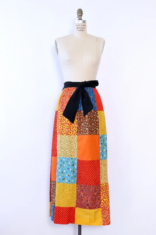 Calico Collage Wrap Skirt XS-M patchwork skirt art