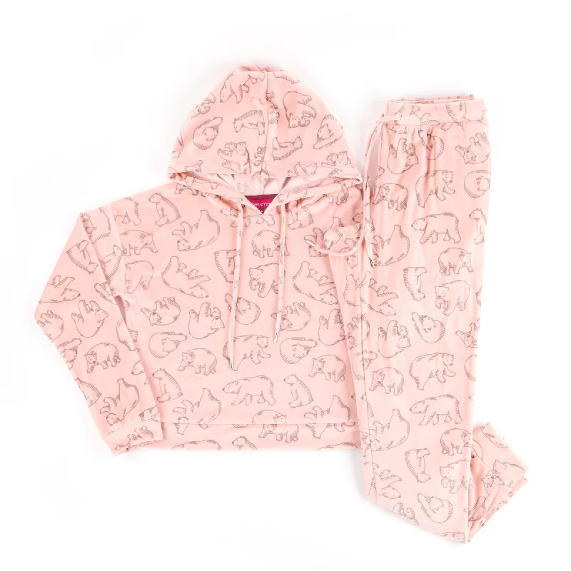 Carisma Women's Velour Sweater Hooded and Jogger PJ Set, 2-Piece Sequined Glittery Shiny Carisma Women's Velour Sweater Hooded and Jogger PJ Set, 2-Piece Sequined Glittery Shiny