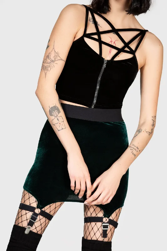 Cassandra Velvet Mini Skirt [EMERALD] cashmere skirt fine