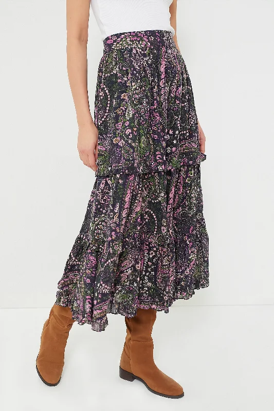 Caymen Paisley Purple Darcy Ankle Skirt casual skirt length