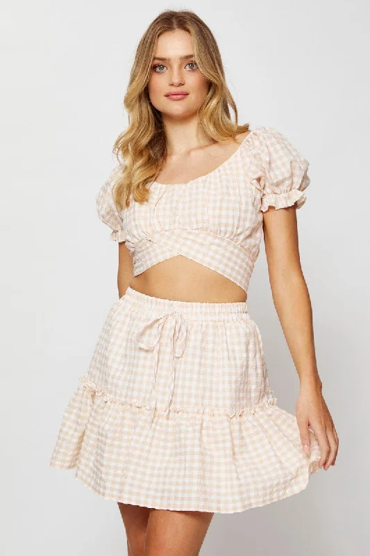 Check Ginghamâ Mini Skater Skirt velvet skirt plush
