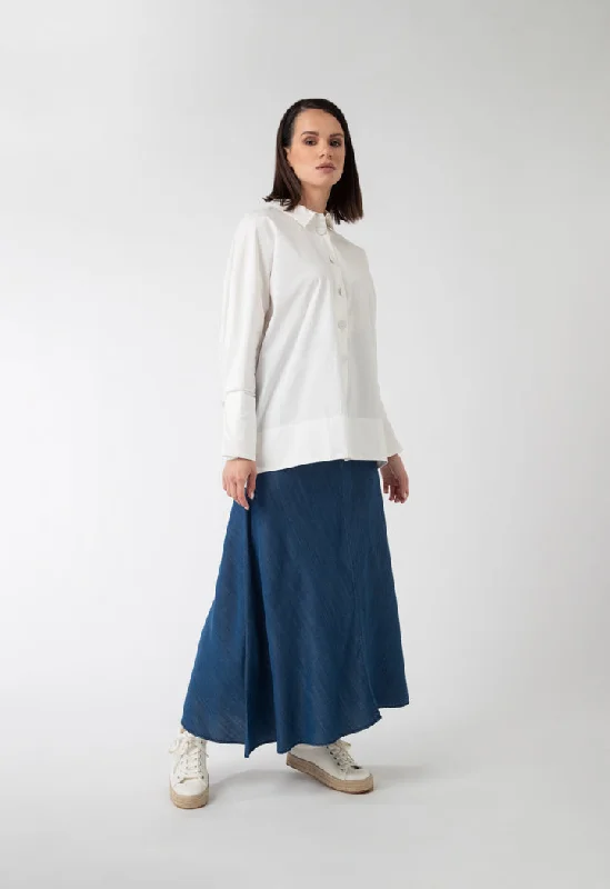 Circular Long Denim Skirt flowy skirt hem