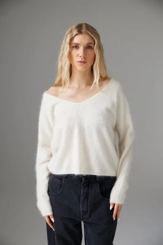 COLORUSH Brushed Nala Sexy Back Cashmere Sweater / Snow Soft Cozy Warm