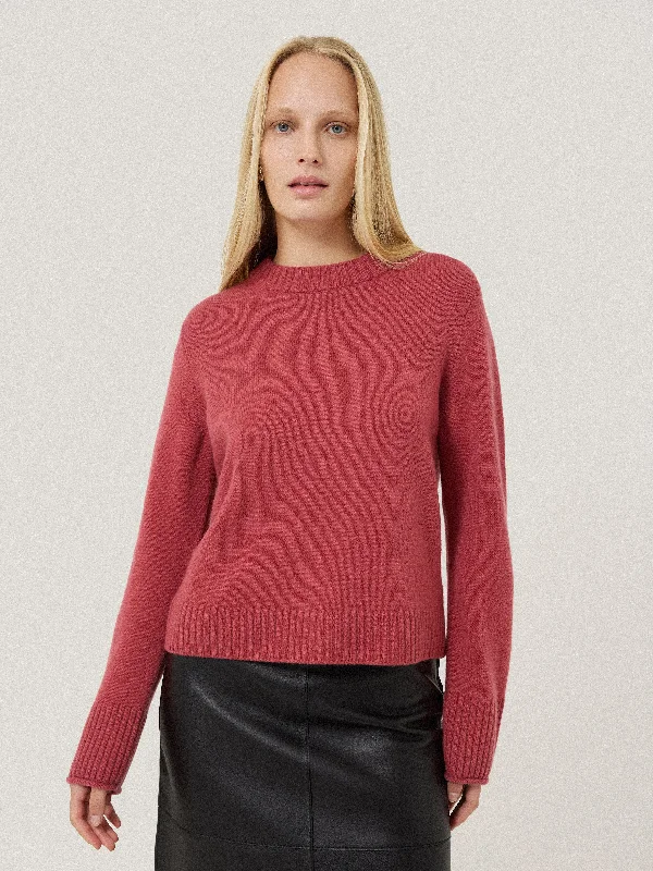 Compact Wool Cashmere Blend Jumper | Deep Rose Elegant Classic Vintage